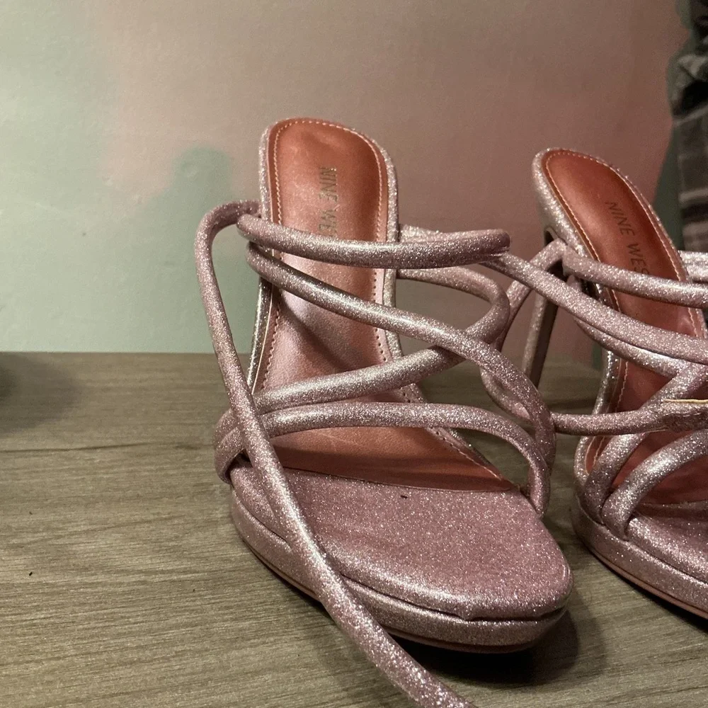 Nine West Shimmering Pink Strappy Heels